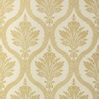 Wallpaper Clessidra T89159 Metallci Gold on Cream - THIBAUT