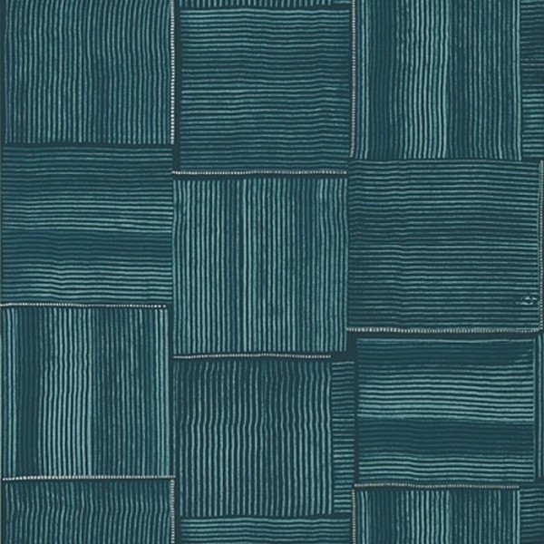 Papier peint Hayworth T422 Turquoise and Blue - THIBAUT