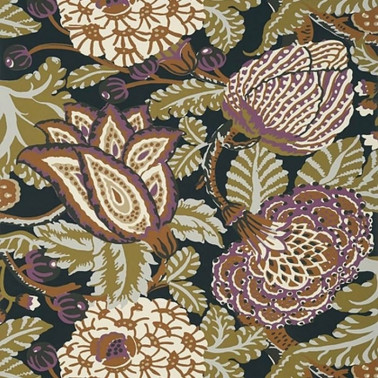 Wallpaper Mitford T2942 Black and Plum - THIBAUT