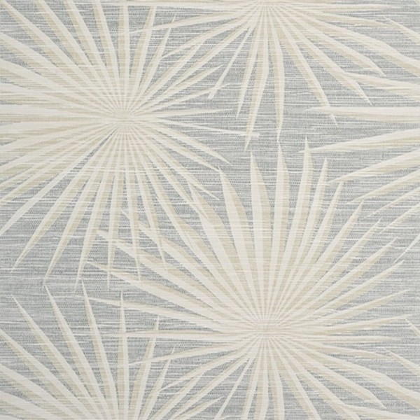 Papier peint Palm Frond T10146 Metallic Silver on Beige - THIBAUT