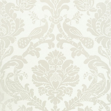 Wallpaper Passaro Damask T89134 Pearl on White - THIBAUT