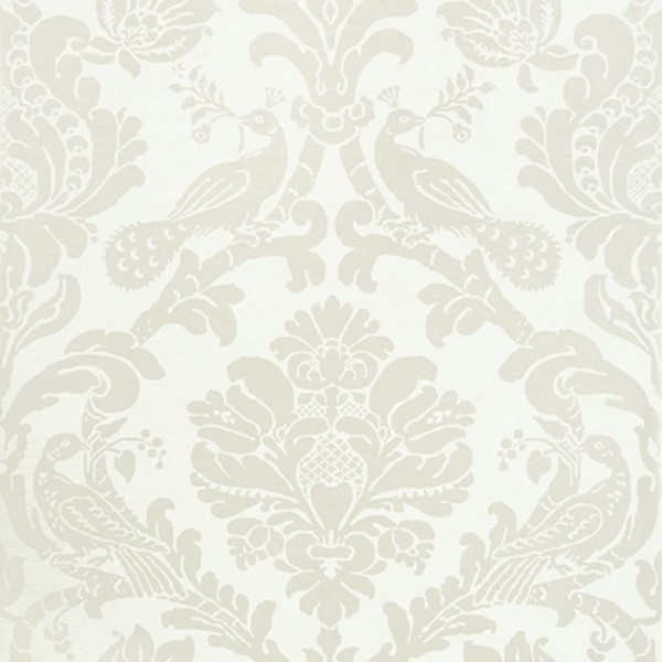 Papier peint Passaro Damask T89134 Pearl on White - THIBAUT