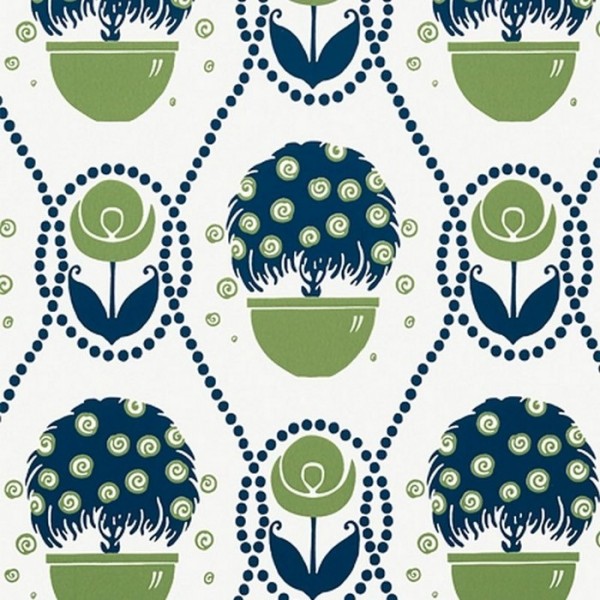 Tapete Rene T2961 Navy and Green - THIBAUT