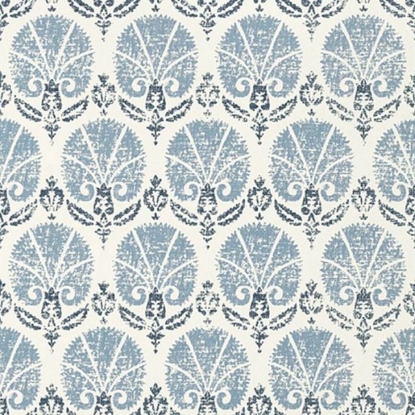 Papier peint Turkish Damask T72611 Blue and White - THIBAUT