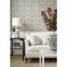 Papel de parede Passaro Damask T89136 Cream on Metallic Pewter - THIBAUT