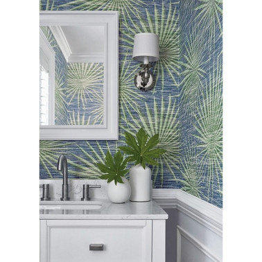 Palm Frond T10141 Navy and...