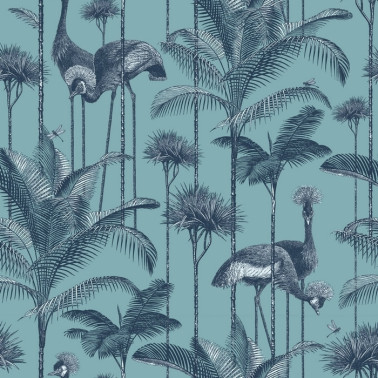 Papel de parede Crane Fonda Palm Blue DVS013 - DIVINE SAVAGES