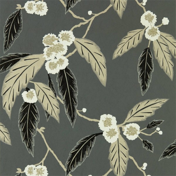 Papel de parede Coppice 112136 Ebony Putty Snow - Harlequin