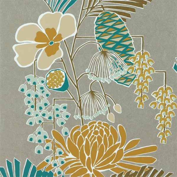 Papier peint Salon 112151 Platinum Peacock Seafoam - Harlequin