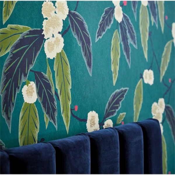 Papel de parede Coppice 112132 Peacock Azalea Midnight - Harlequin