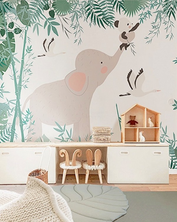 Papel Pintado The Elephant and the Panda - LITTLE HANDS