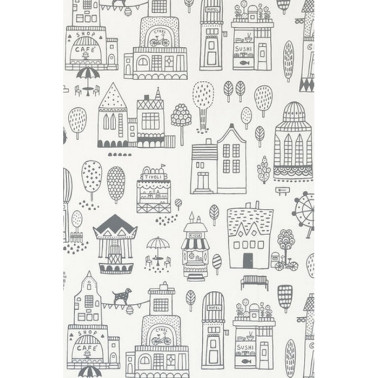 Papel de parede Small Town Soft Black 118-02 - MAJVILLAN