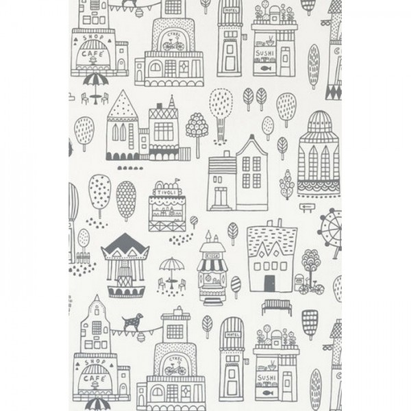 Papel de parede Small Town Soft Black 118-02 - MAJVILLAN