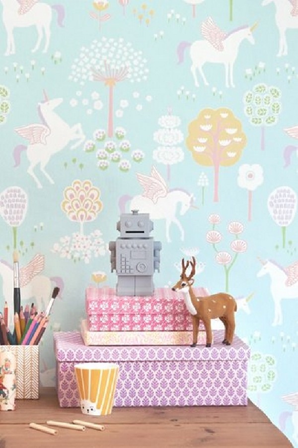 Papel Pintado True Unicorns Turquoise 116-02 - MAJVILLAN