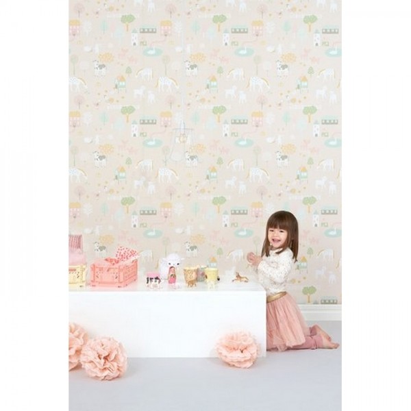 Papel de parede My Farm Soft Pink 127-03 - MAJVILLAN