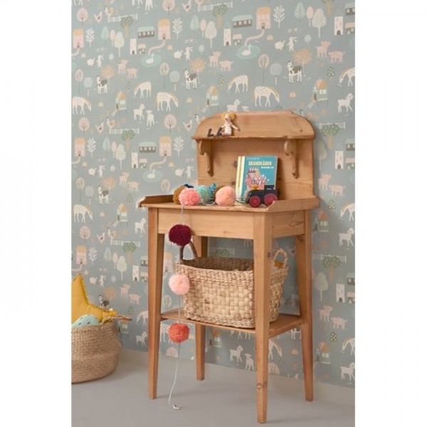 Papel de parede My Farm Stone Blue 127-02 - MAJVILLAN