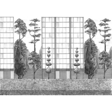 Wallpaper Mural Urban Garden Black and White 8000077 - COORDONNE