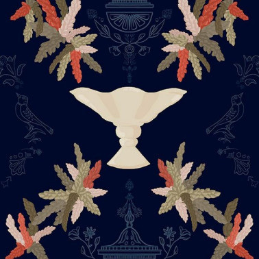 Wallpaper Neo rococo Navy 8800065 - COORDONNE