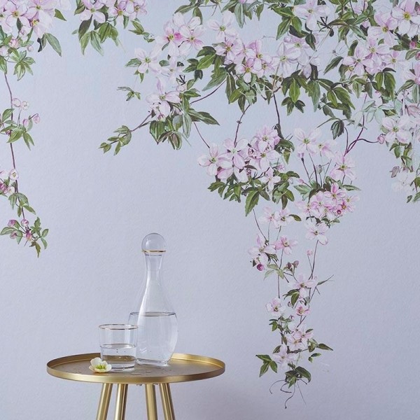 Papel de parede Classic Clematis Mural Wallpaper Dusty Blue - SIAN ZENG