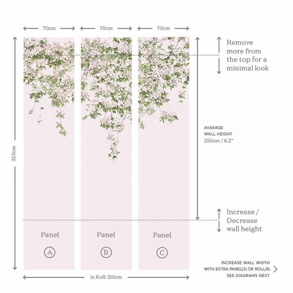 Papel de parede Classic Clematis Mural Wallpaper Pink - SIAN ZENG