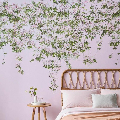 Papier peint Classic Clematis Mural Wallpaper Pink - SIAN ZENG