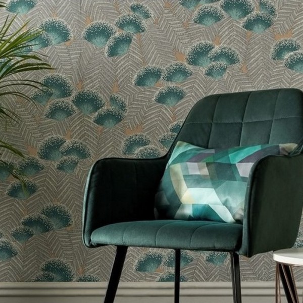 Wallpaper Clarice Emerald 1907-138-02 - 1838 WALLCOVERINGS