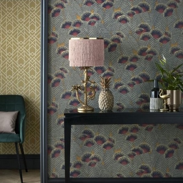 Wallpaper Clarice Jet 1907-138-03 - 1838 WALLCOVERINGS