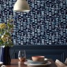 Wallpaper Fusion Blue Dusk Flock 2008-145-03 - 1838 WALLCOVERINGS