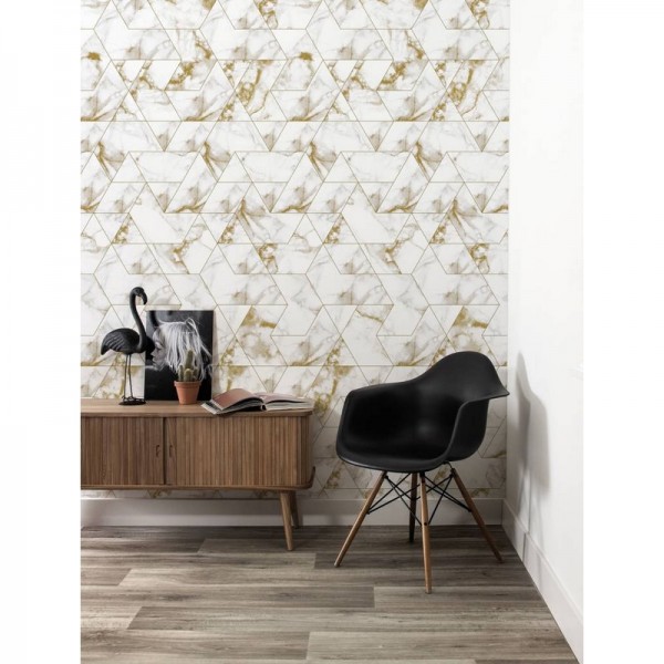 Papier peint WP-576 Wallpaper Marble Mosaic, Gold - KEK AMSTERDAM