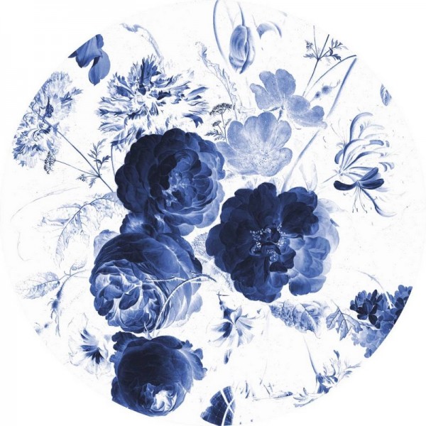 Papier peint CK-001 Wallpaper Circle Royal Blue Flowers - KEK AMSTERDAM