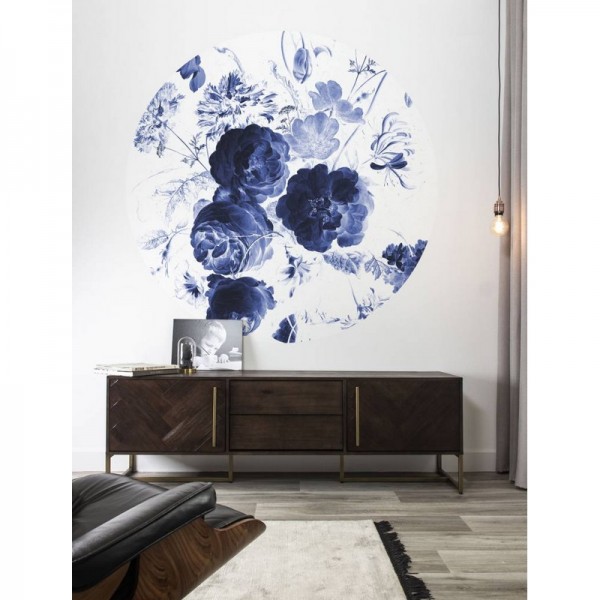 Papier peint CK-001 Wallpaper Circle Royal Blue Flowers - KEK AMSTERDAM