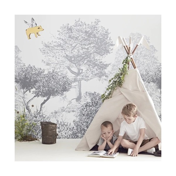 Papier peint Classic Hua Trees Mural Wallpaper Grey - SIAN ZENG