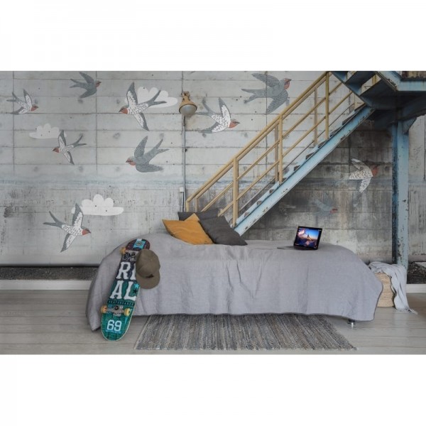 Wallpaper R16971 Concrete Art, Swallow - REBEL WALLS