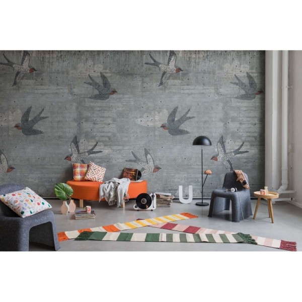 Wallpaper R16971 Concrete Art, Swallow - REBEL WALLS