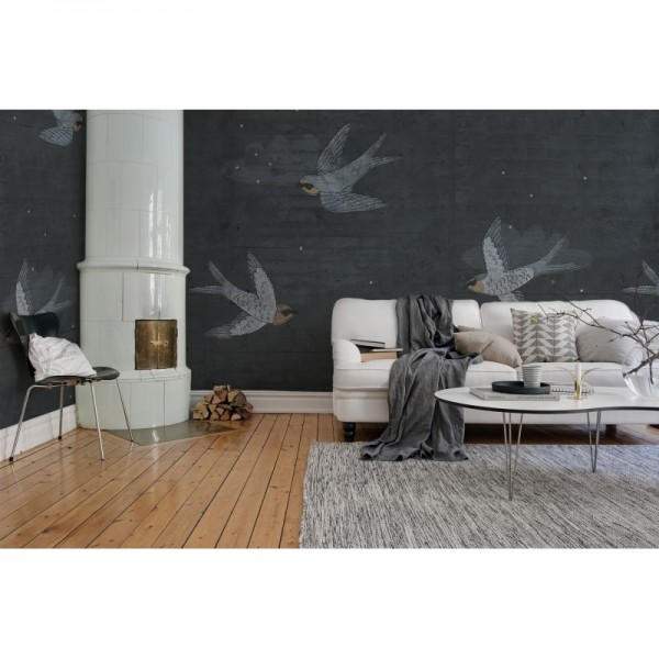 Tapete R16972 Concrete Art, Night Swallow - REBEL WALLS