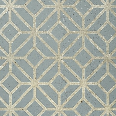 Mamora Trellis Cork Spa Blue On Metallic T10414