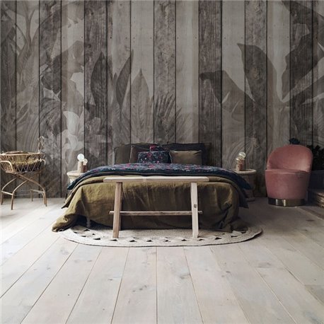 Tropical Dark Wood Wall DOM423