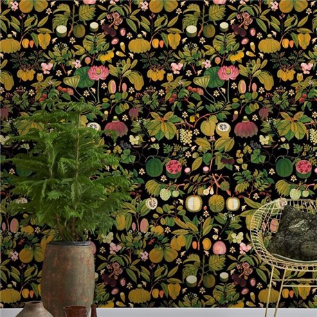 Asian Fruits And Flowers Anthracite WP20314