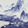 A Thousand Li of Rivers and Mountains A Thousand Li of Rivers and Mountains Delft on Bleached White dyed silk