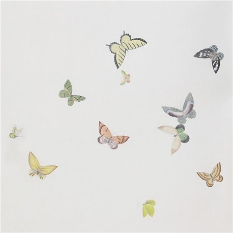 Butterflies Butterflies Emerald on Natural Mica metallic silk