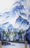 A Thousand Li of Rivers and Mountains A Thousand Li of Rivers and Mountains Delft on Bleached White dyed silk