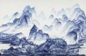 A Thousand Li of Rivers and Mountains A Thousand Li of Rivers and Mountains Delft on Bleached White dyed silk