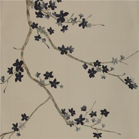 Cherry Tree Original on Lead Grey dyed silk