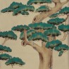 Pine Trees Original on New Faint Gold metalic silk