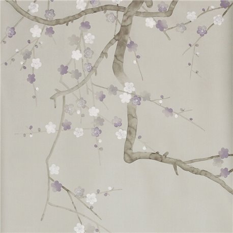 Plum Blossom Full custom on Oyster Shell metallic silk