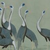 Sarus Cranes Colourway SC-206 on Blue Grey dyed silk