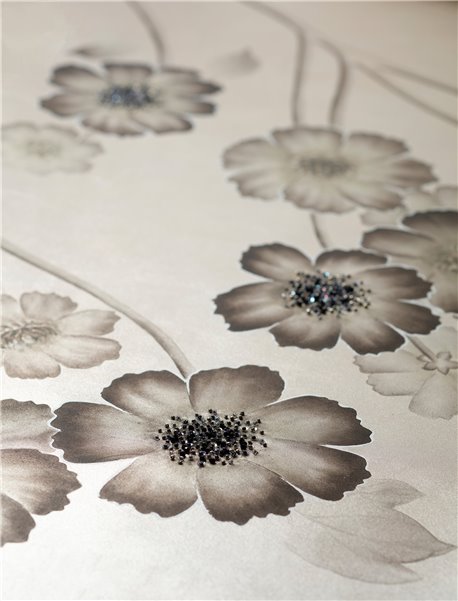 Anemones in Light Full custom monochromatix n Tarnished Silver glded silk