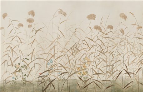 Wild Grasses Original on Bleached Silverslub silk