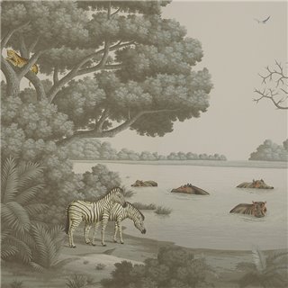 African Savannah Eden on Crystal Grey scenic paper