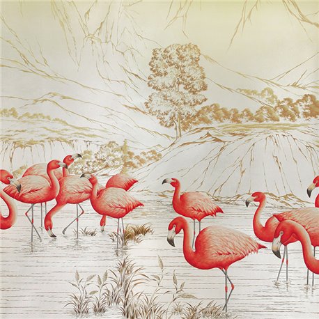 Flamingos Colourway SC-120 on Steling Silver gilded Xuan paper